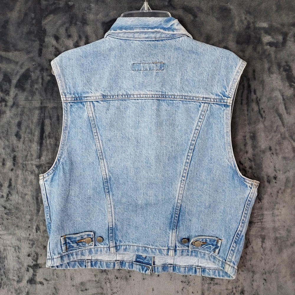 Vintage 90s Banana Republic Denim Jean Vest Cropped Retro USA Women's Medium‎ - Picture 4 of 8